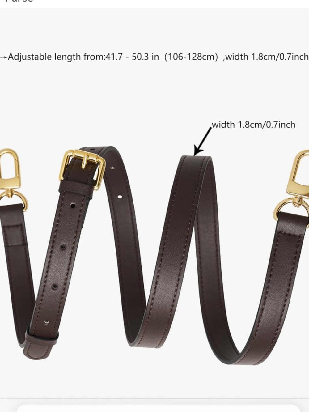 NWT 100% Vachetta Leather Adjustable Replacement Strap In Dark Brown - Picture 2 of 6